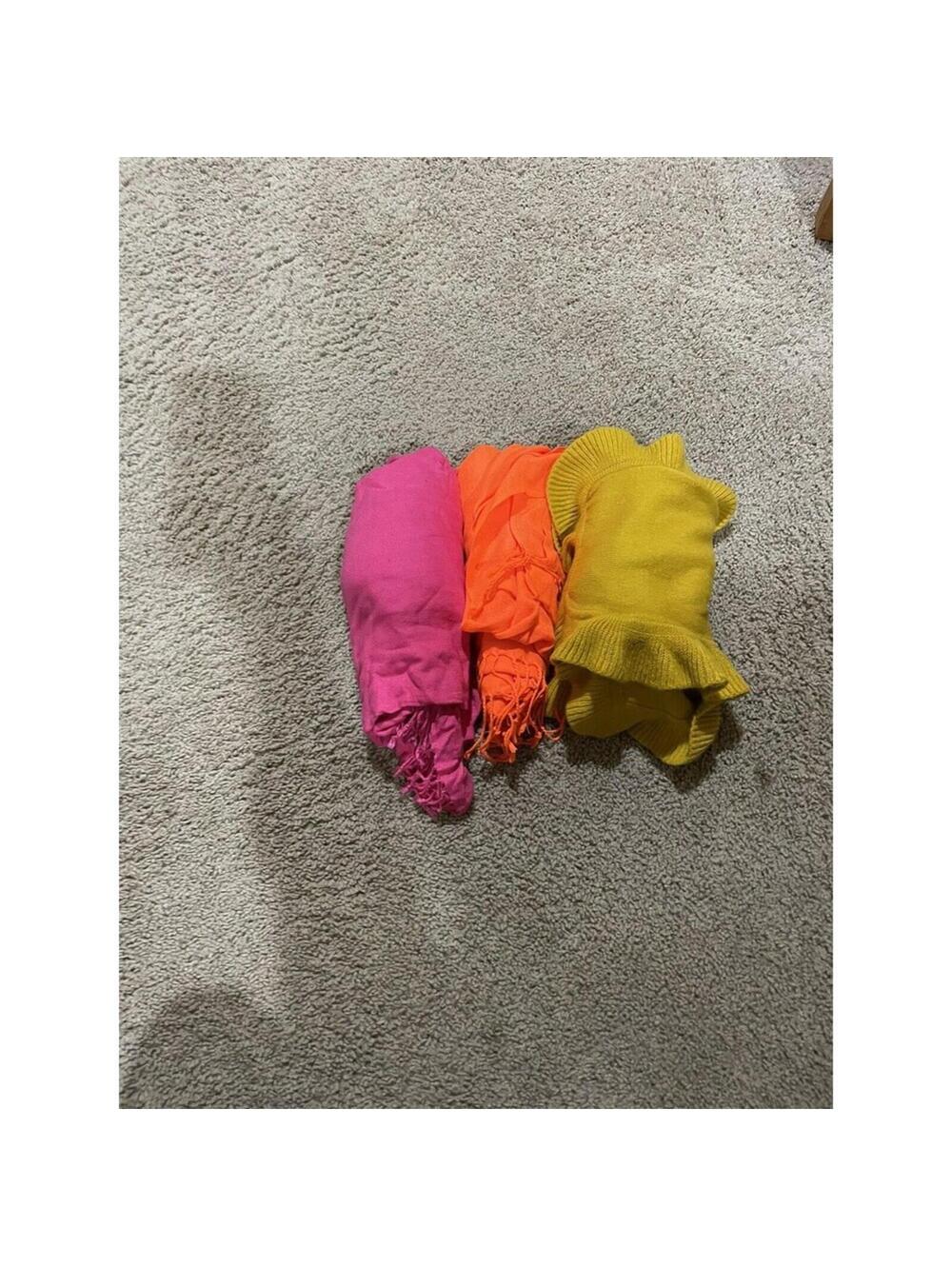 Lot of 3 scarves bright pink/ bright orange / yellow mustard